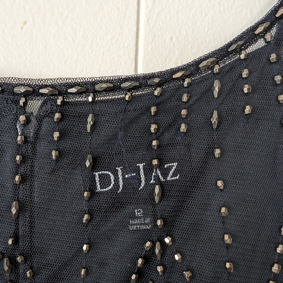 DJ -Jaz Women's Beaded Neck Cap Sleeve Evening Gown Size 12 Black NWT - Picture 3 of 8